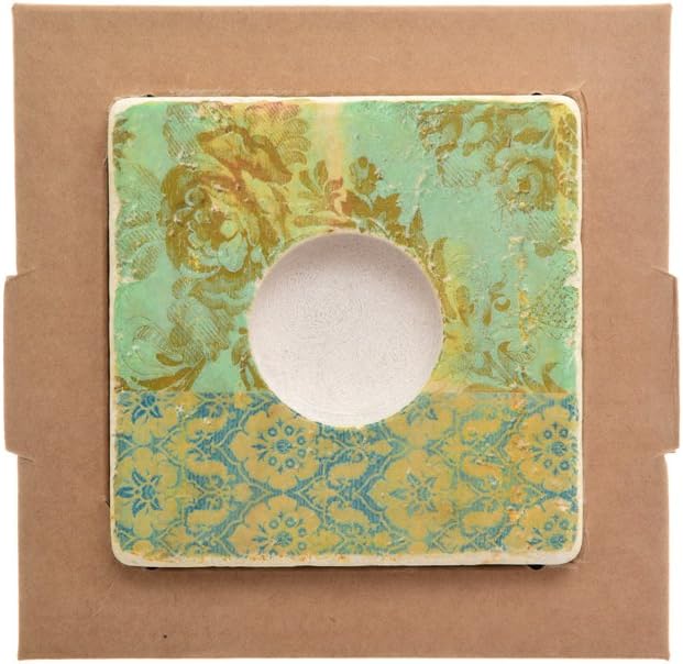 SVE Portalume Tealights, Marble 10x10x2.4 cm Flower Toile
