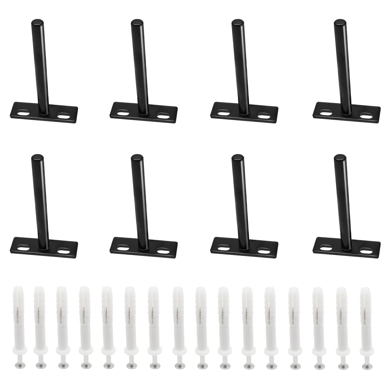 Cjueiom 8 Pcs 3 Inch / 75mm Floating Shelf Brackets Heavy Duty Wall Brackets, Concealed Shelf Brackets Black Invisible Brackets, Hidden Shelf Support Thickened Steel Shelf Brackets for Wood Shelves