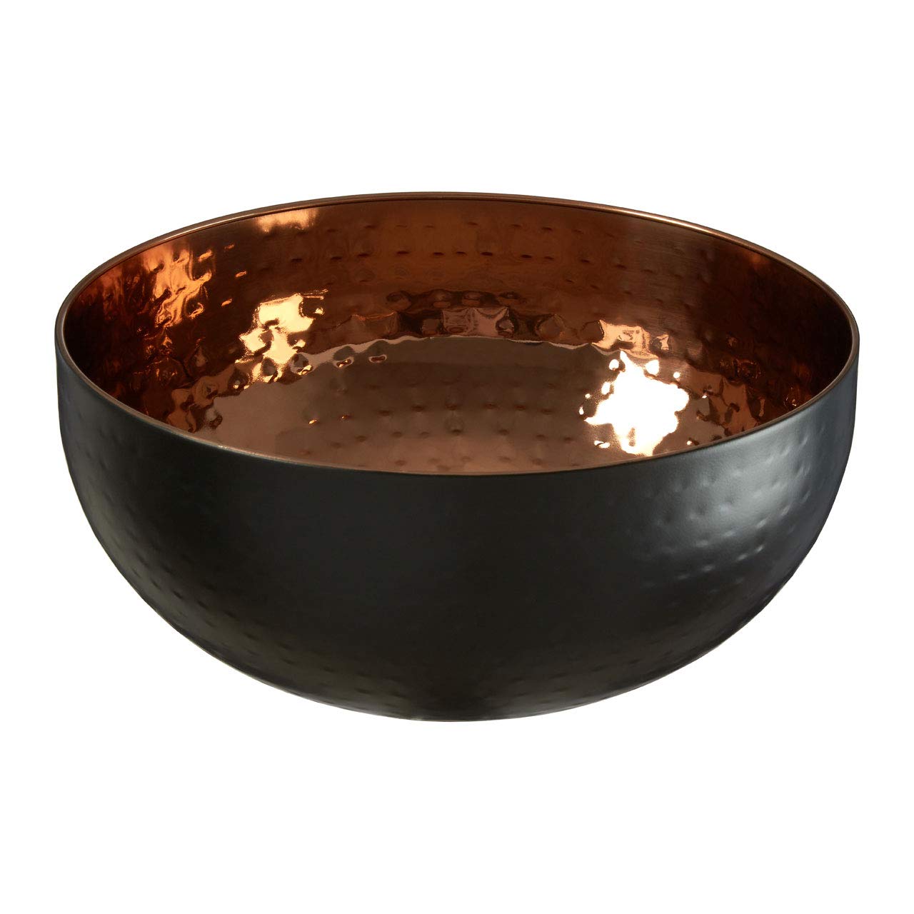 Premier Housewares Mixology Hammered Bowl Ornament, Stainless Steel, Copper/Black - Large