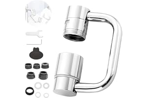 GENERIC Universal Sink Faucet 1440° Rotatable Faucet Aerator Extension, U Shaped Faucet Extender for Toddlers 2 Modes Adjustable, Flexiflow 1080° Rotating Faucet Extender for Bathroom Sink/Kitchen(Silver)