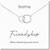 Boma Jewelry Sentiments Collection Friendship Sterling Silver Two Interlocking Circles Necklace, 18 Inches