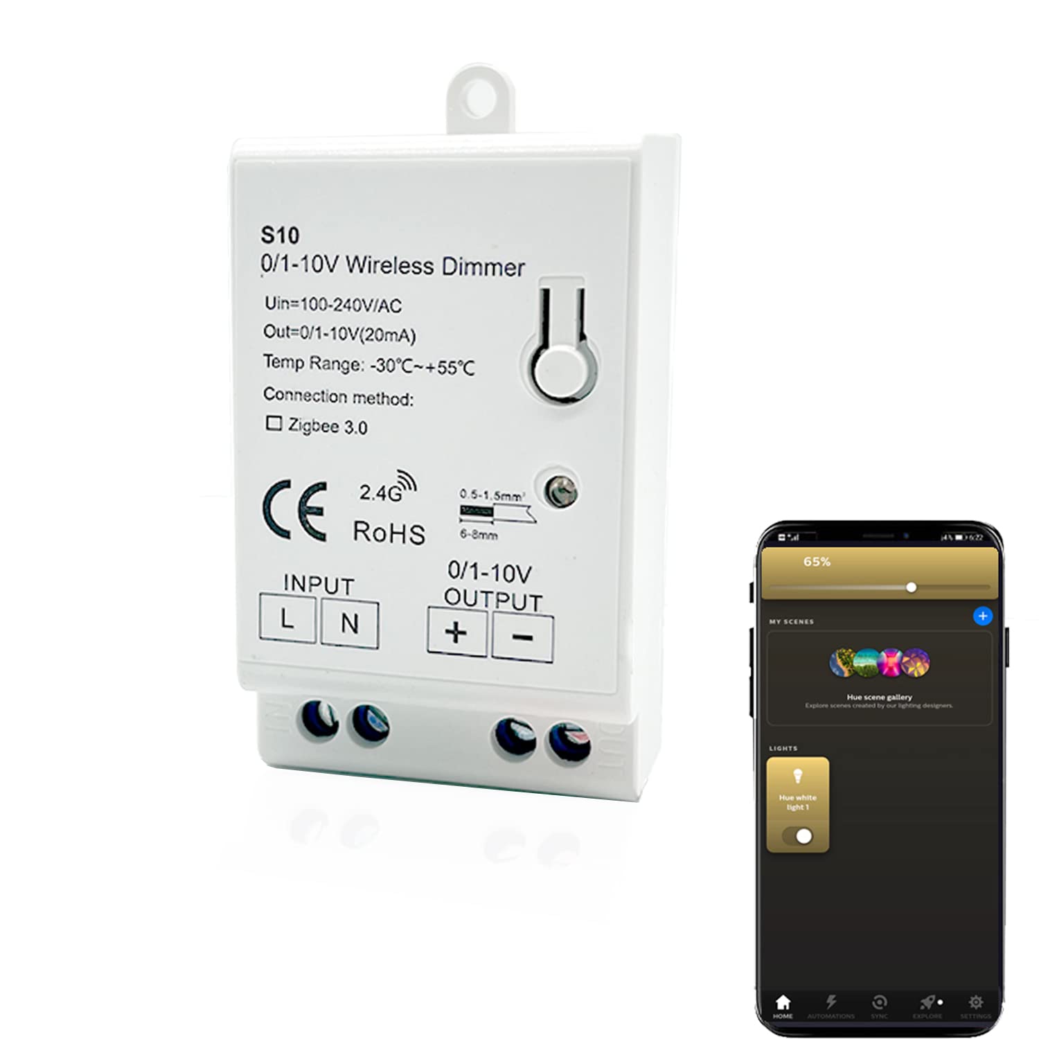YSRSAI Zigbee 3.0 0-10V LED Dimming Controller Support Timing, Auto Switch for Tuya Zigbee 3.0 Hub Smartthings, Echo Plus, Z2mqt, for Dimmable 0-10V 1-10V LED Driver