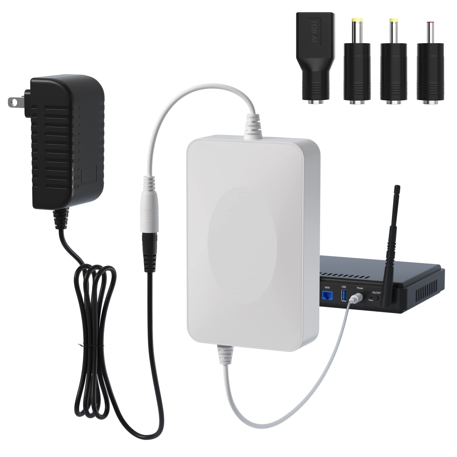 Photo 1 of UPS Battery Backup 15000mAh, Home DC 12V/2A Router Uninterruptible Power Supply for LED Light Strip, CCTV Camera, Router and More, UPS Battery Backup & Surge Protector with Multiple DC interfaces