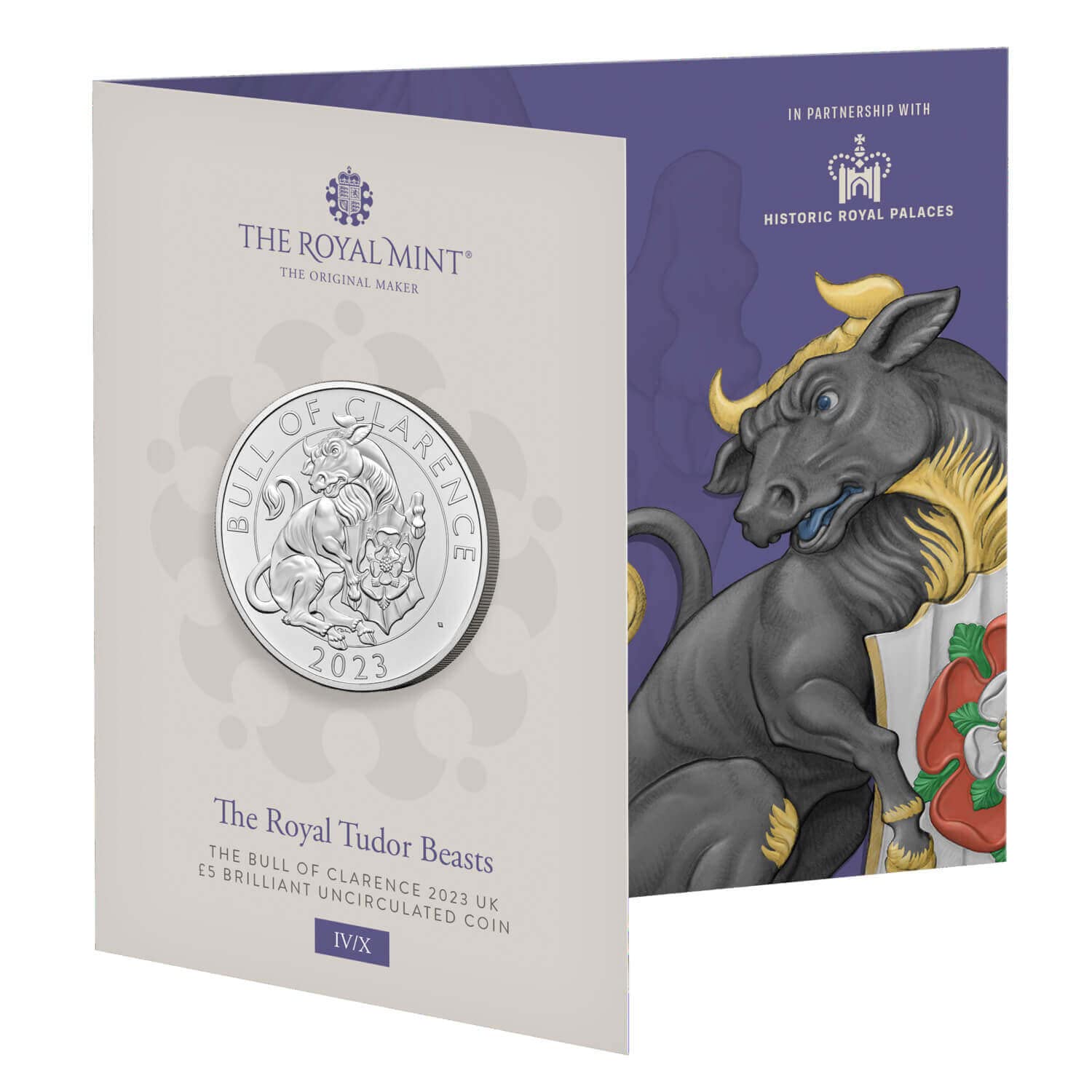CrawleyCoins 2023 Royal Tudor Beasts 04 Bull of Clarence £5 Brilliant Uncirculated Coin in Mint Sealed Pack