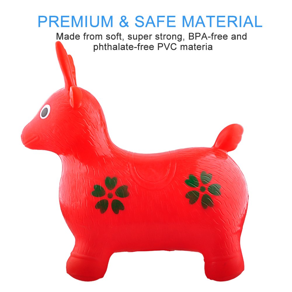 Gimilife Deer Hopper, Inflatable Hopper Bounce Seat,Free Foot Pump,Jumping Deer Space Hopper,Ride-on Bouncy Animal Hopper,Rubber Heavy Duty Sit and Bounce For Children Kids
