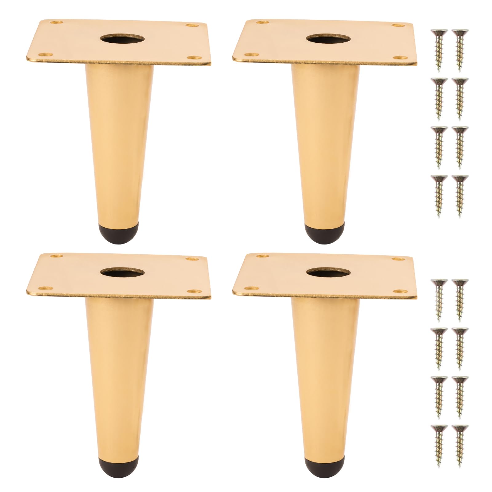 NAKUPENDA Furniture Feet, Pack of 4 Metal Legs for Furniture, Furniture Legs, Furniture Feet, Table Legs, Cabinet Feet, DIY for Cabinet, Chair, Coffee Table (10 cm Height, Golden