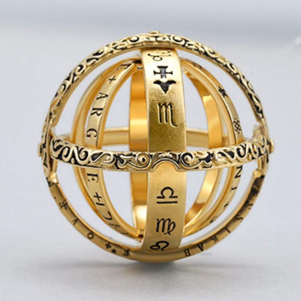 Rings Hansee, Men Rings Open Adjustable Ring Astronomical Globe Rings Vintage Science Jewelry Valentine's Day Present for Men and Boyfriend(,)