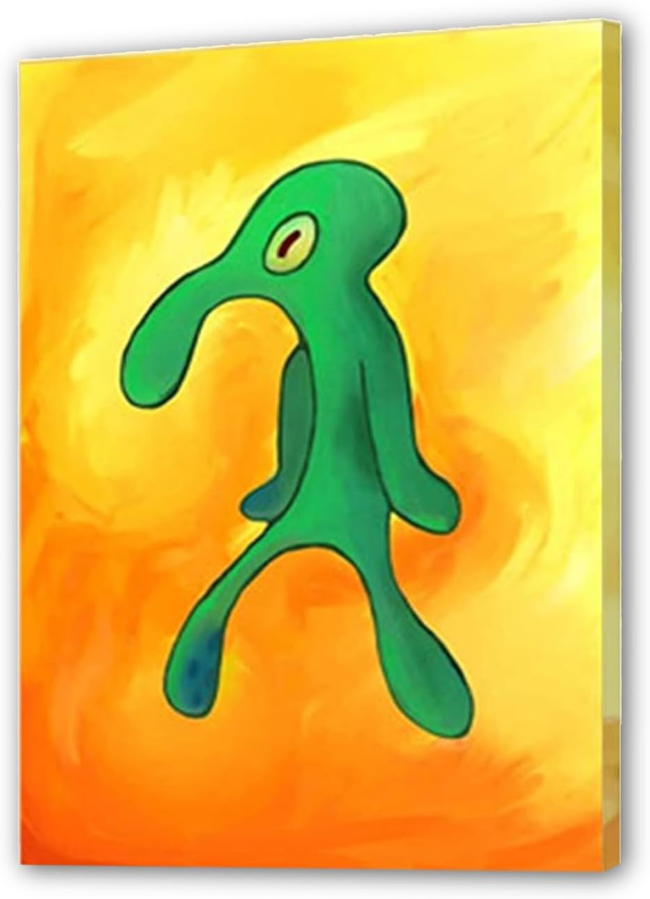 Paintings - Gwindrise Bold and Brash Squidward Painting: 8x12-Inches Wrappse Canvas, Vibrant, Waterproof, and Fade-Resistant - Squidward Wall Art – Perfect Funny Gifts for Home Decor Enthusiasts!