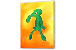 Gwindrise Bold and Brash Squid Painting: Canvas Wall Art, 8x12-Inches Framed, Vibrant, Waterproof and Fade-Resistant, Funny Gifts for Cartoon Enthusiasts Home Decor!