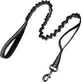 rabbitgoo Tactical Bungee Dog Leash with Shock Absorption, Military Training Leash with 2 Padded Control Handles for Medium Large Dogs, 5.2FT, Black