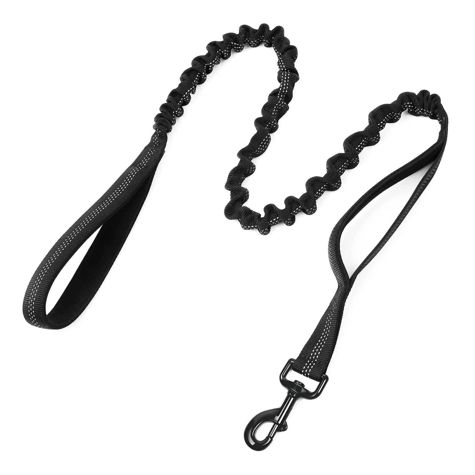 Photo 1 of rabbitgoo Tactical Bungee Dog Leash with Shock Absorption, Military Training Leash with 2 Padded Control Handles for Medium Large Dogs, 5.2FT, Black