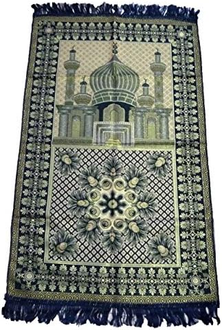 HDI Muslim Prayer Mat Lightweight Thin Istanbul Turkey Sajadah Carpet Islam Eid Ramadan Gift (Blue)