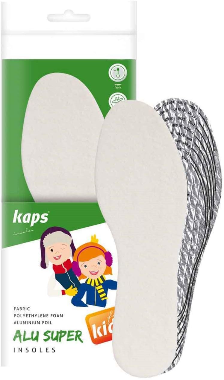 Kaps Alu Super Kids, Winter Shoe Insoles for Children Insulation And Warmth, Cut To Size, Cut To Fit, Made In Europe, 1 Pair