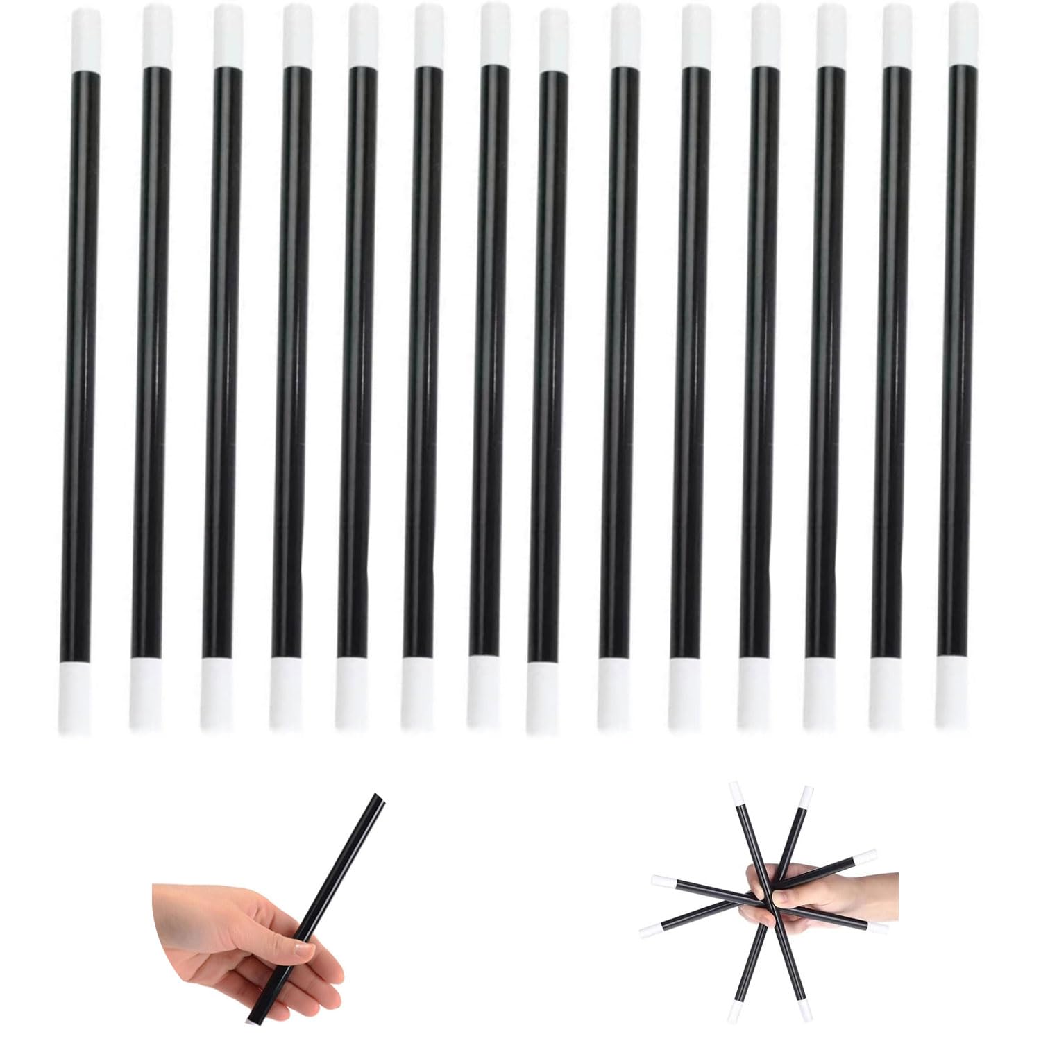 ZHAOYCSH 14 Pieces Magic Wands Set - 24.5cm Long Black & White Magician Wands for Wizard/Witch Costume, Spell Caster Sticks, Kids Party Favors, Halloween Dress Up Accessories, Book Day & Birthday