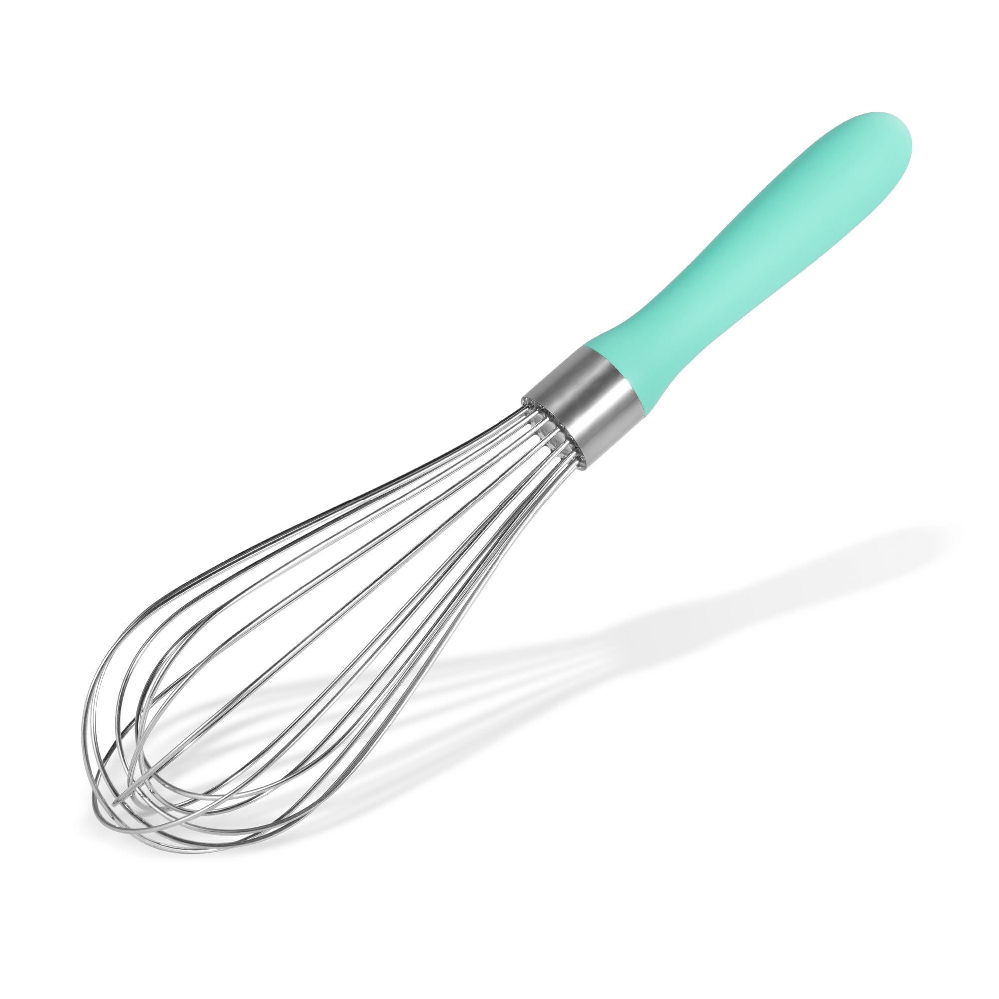 Photo 1 of 18/8 Stainless Steel Balloon Whisk, Doosu Kitchen Whisk for Cooking Handheld Egg Beater with Rust-Proof Sturdy Wires & Non-Slip Silicone Handle for Beating, Stirring, Blending (8 Wires, Aqua Sky)