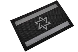 VEELKROM Israel National Flag Patch The State of Israelis IR Infrared Reflective Tactical Military Police Morale Armband Emblem Jewish Badge Uniform Vest Backpack Hat Hook & Loop Appliques (Black Grey)