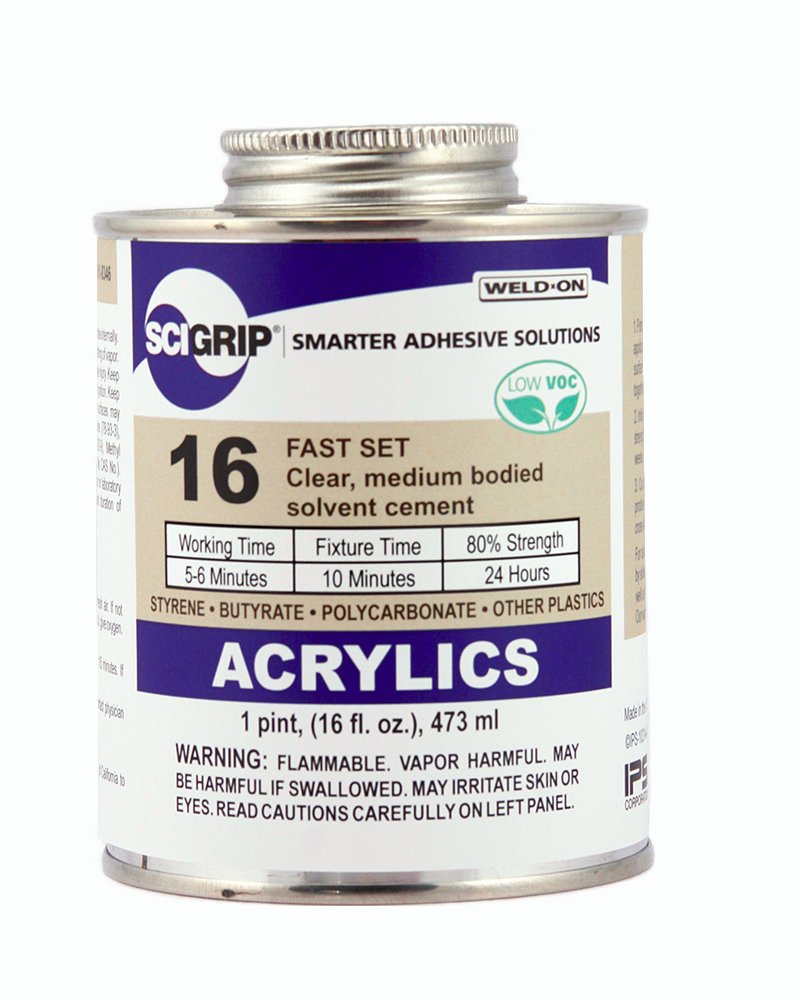 SCIGRIP 16 Acrylic Cement, LowVOC, Medium bodied, 1 Pint Can with