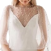 YouLaPan Womens Soft Tulle Bridal Scarf Evening Shawl Wedding Wraps Pearl