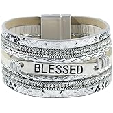 Vercret Leather Wrap Bracelet for Women - Multi-Layer Bracelets with Magnetic Clasp Bangle Cuff Stacked Bracelet for lady and Mother