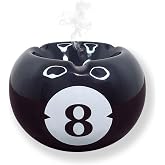 Jeuristic Ashtrays for Cigarettes Eight Ball Ash Tray - Black | Premium Ceramic Cool Ashtrays Gifts for Smokers Home Ashtrays Indoor Outdoor Patio Retro Desktop Decor Fancy Cute Ashtray