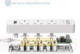 JSVER Extension Lead USB 3 Outlets 4 USB 10.5W 13A 245mm White view 2