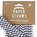 Dress My Cupcake 25-Pack Vintage Paper Straws, Navy Blue Chevron