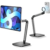 Phone Holder For Desk, With Magnetic Design, Tablet Stand for iPad, With Heavy Duty Metal Base, Desktop Stand Holder With 360° Rotation, Height & Angle Adjustable, For Video Calls, Vlog Recording