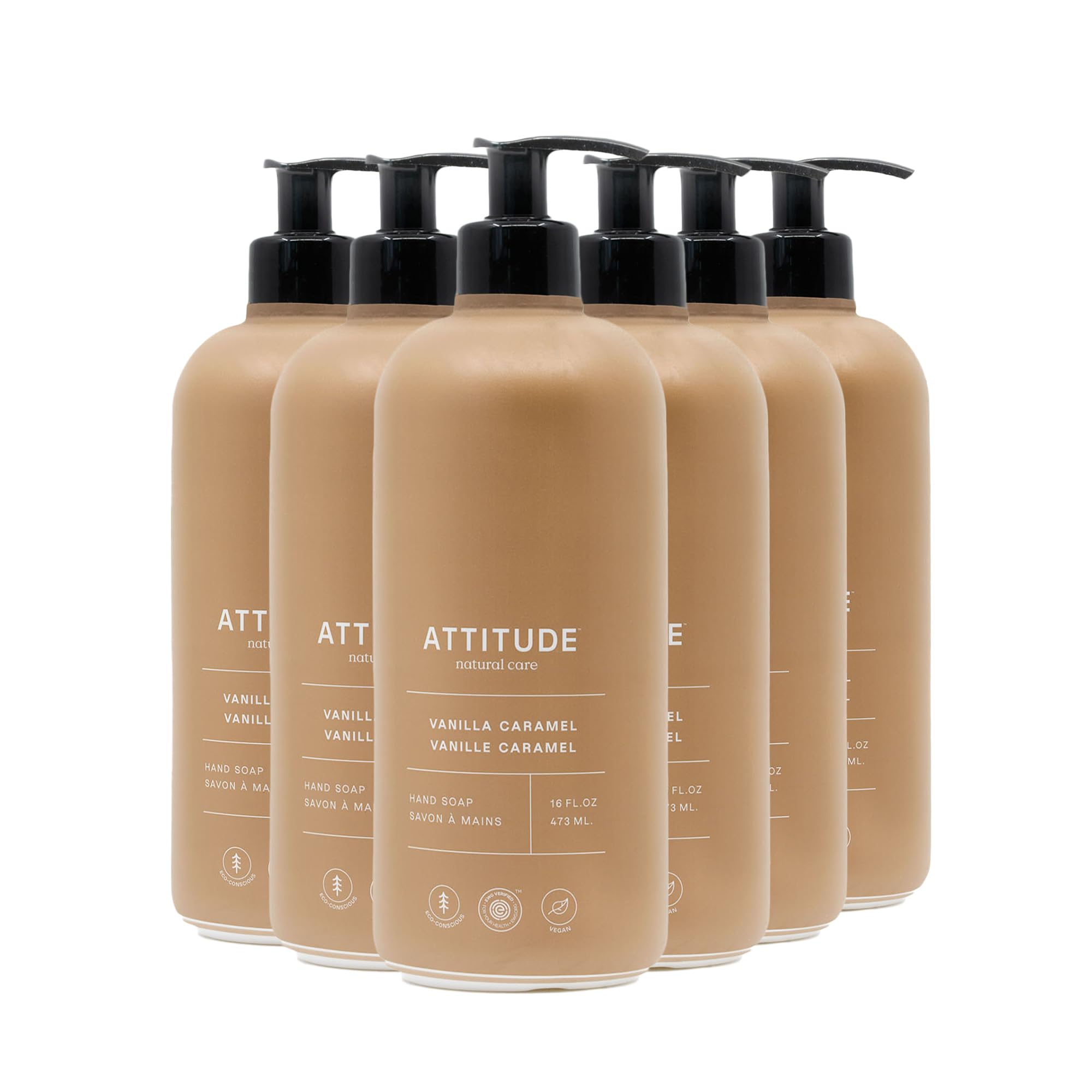 Photo 1 of ***MISSING 3***ATTITUDE Limited Edition Liquid Hand Soap, EWG Verified, Plant and Mineral-Based, Vegan Personal Care Products, Vanilla Caramel, 16 Fl Oz (Pack of 6)