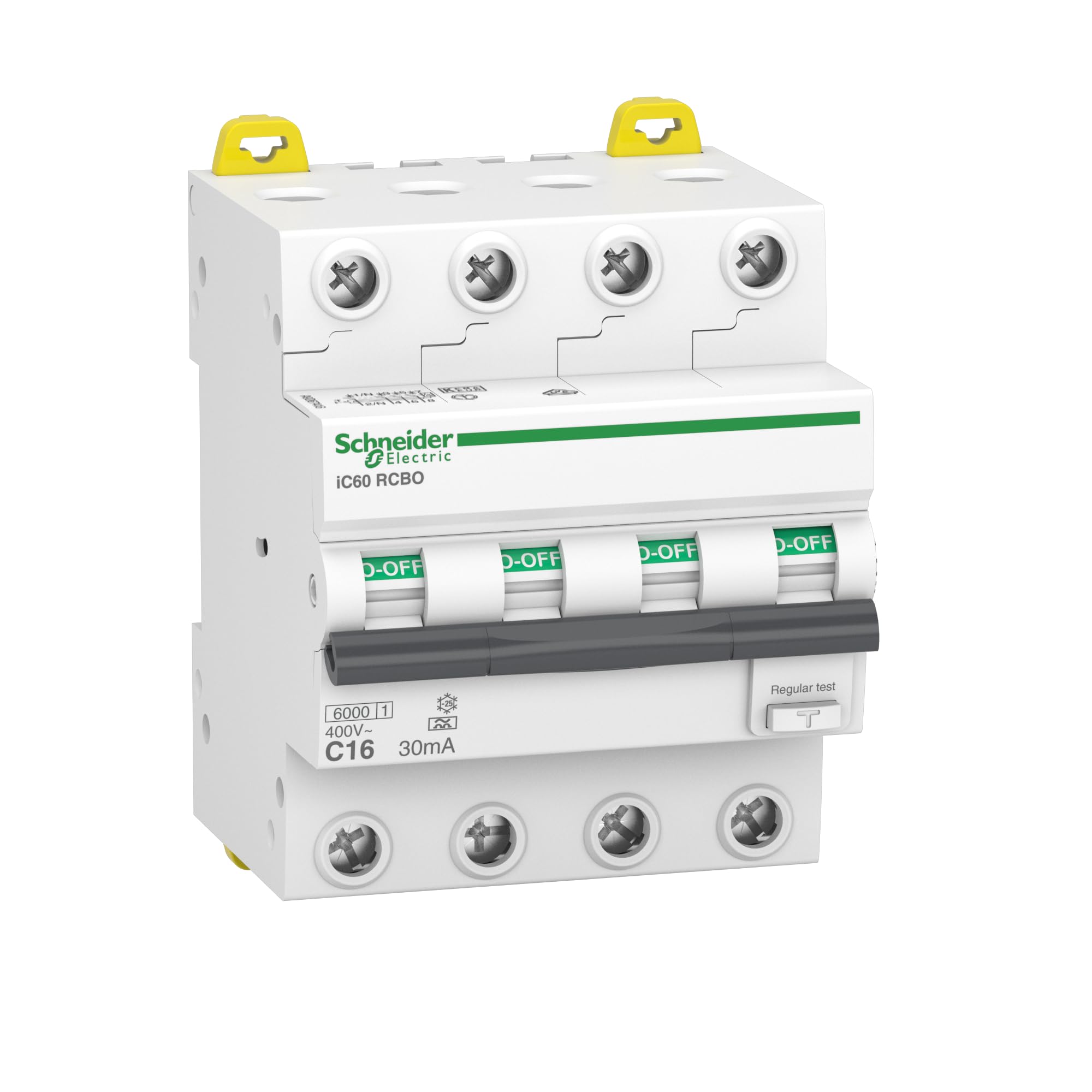 Schneider Electric FI-/Leitungsschutzschalter Acti9 iC60N, 4-polig, 16A, C-Charakteristik, 30mA, Typ A, 6kA, Artikelnummer A9D67416
