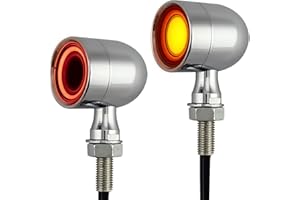 BOSYCY Motorcycle Turn Signals LED Tail Lights 2 Pack, 40 Leds Retro Round Rear Running Brake Light Blinkers, Universal Fit Honda Kawasaki Suzuki Yamaha Triumph Harley Davidson Bobber Copper (Chrome)