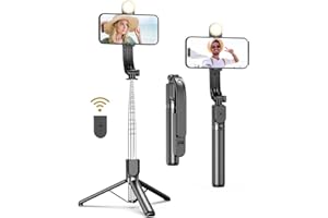 YEAKI 54” Cell Phone Tripod for iPhone, Extendable Selfie Stick with Wireless Remote, Selfie Stick Tripod with LED Light, Compatible with iPhone 15/14/14 pro/13/12/11/XS Max/XS/XR/X and Android Phone