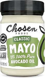 Chosen Foods 100% Avocado Oil-Based Classic Mayonnaise, Gluten & Dairy Free, Low-Carb, Keto Diet Friendly, Mayo for Sandwiche