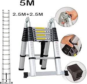 16.4ft Aluminum Ladders Telescoping Extendable Ladder Retraction A-fram