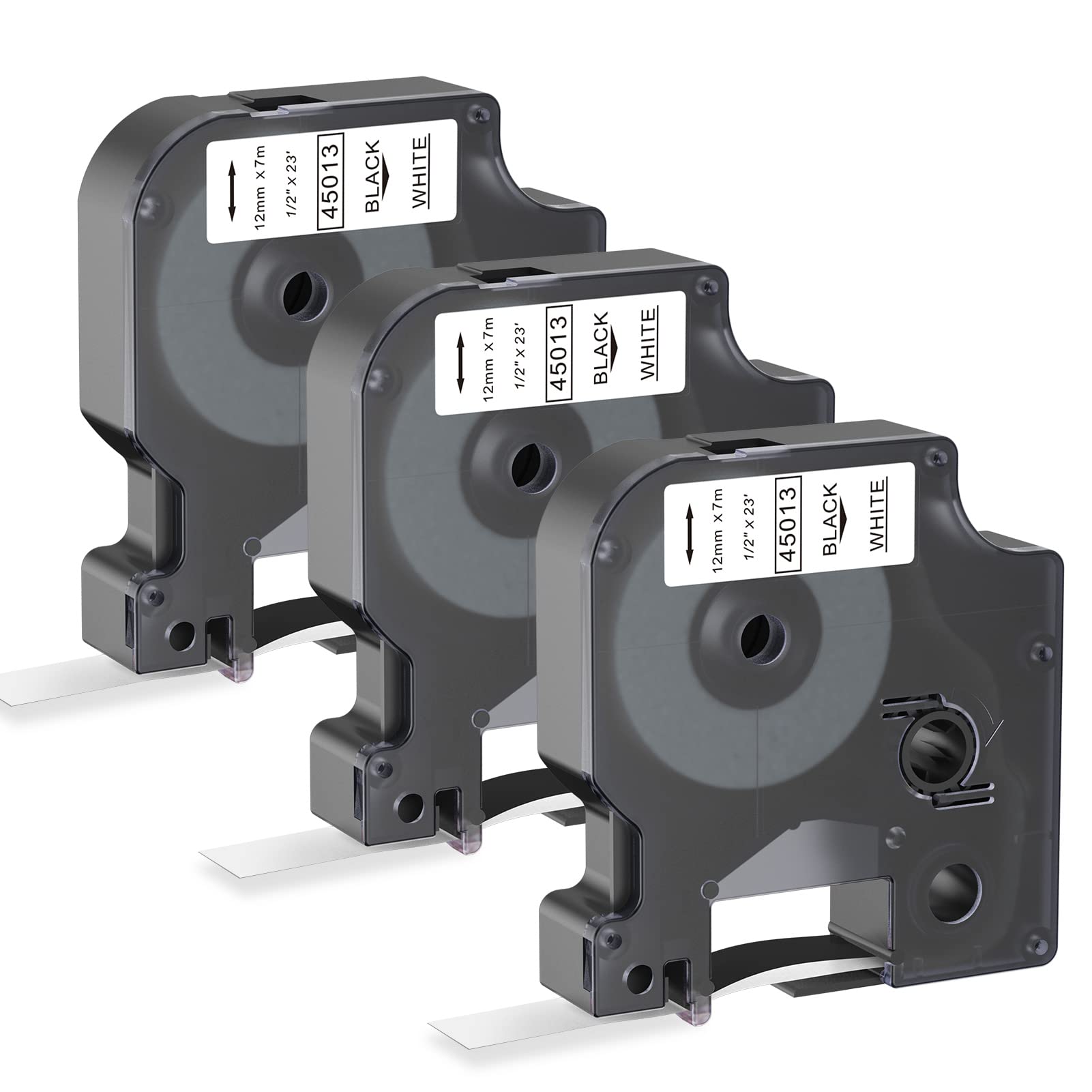 3 X 45013 Label Tape Compatible with Dymo D1 Label Tape, 12mm x 7m Replacement for Dymo Label Printer Label Manager 160 420P, Black On White
