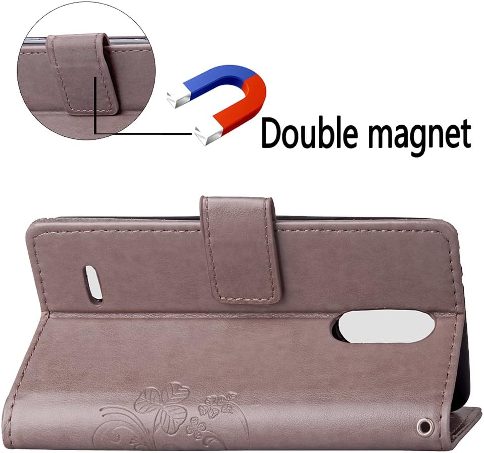 Cover in Pelle Funzione di Stand Slot per Schede Antiurto Leather Case Cover per LG K8 2017 Docrax Custodia LG K8 2017 // M200N Portafoglio - DOSDA041025 Rosa Caldo