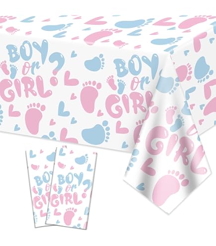 DaiUni Gender Reveal Tablecloth - Pink & Blue Plastic Disposable Cover, 54"x108" For Party - View #6