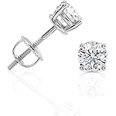 1/3 to 10 Carat D-E Color and VS1-VS2 Clarity Lab Grown Diamond Round Stud Earrings for Women I 14k White Gold Earrings for Her cttw 4-Prong Set Secure Screw Back Made in USA by Beverly Hills Jewelers