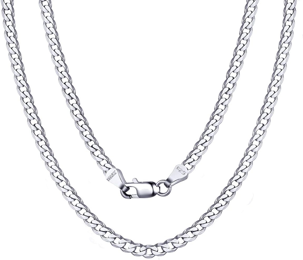 ChainsPro Mens Silver Chain 5mm Mens Necklace 22 inch Silver Chain