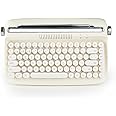 YUNZII ACTTO B303 Wireless Typewriter Keyboard, Bluetooth Connection, Cute Retro Aesthetic Design with Integrated Stand for Tablet, Phone, PC and Win/Mac/Android (B303, Ivory Butter)