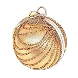 Woman Round Ball Clutch Handbag Rhinestone Ring Handle Purse Evening Bag (Gold)