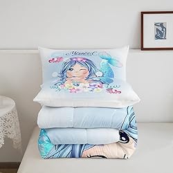 Little Mermaid Comforter Set Twin Cute Watercolor