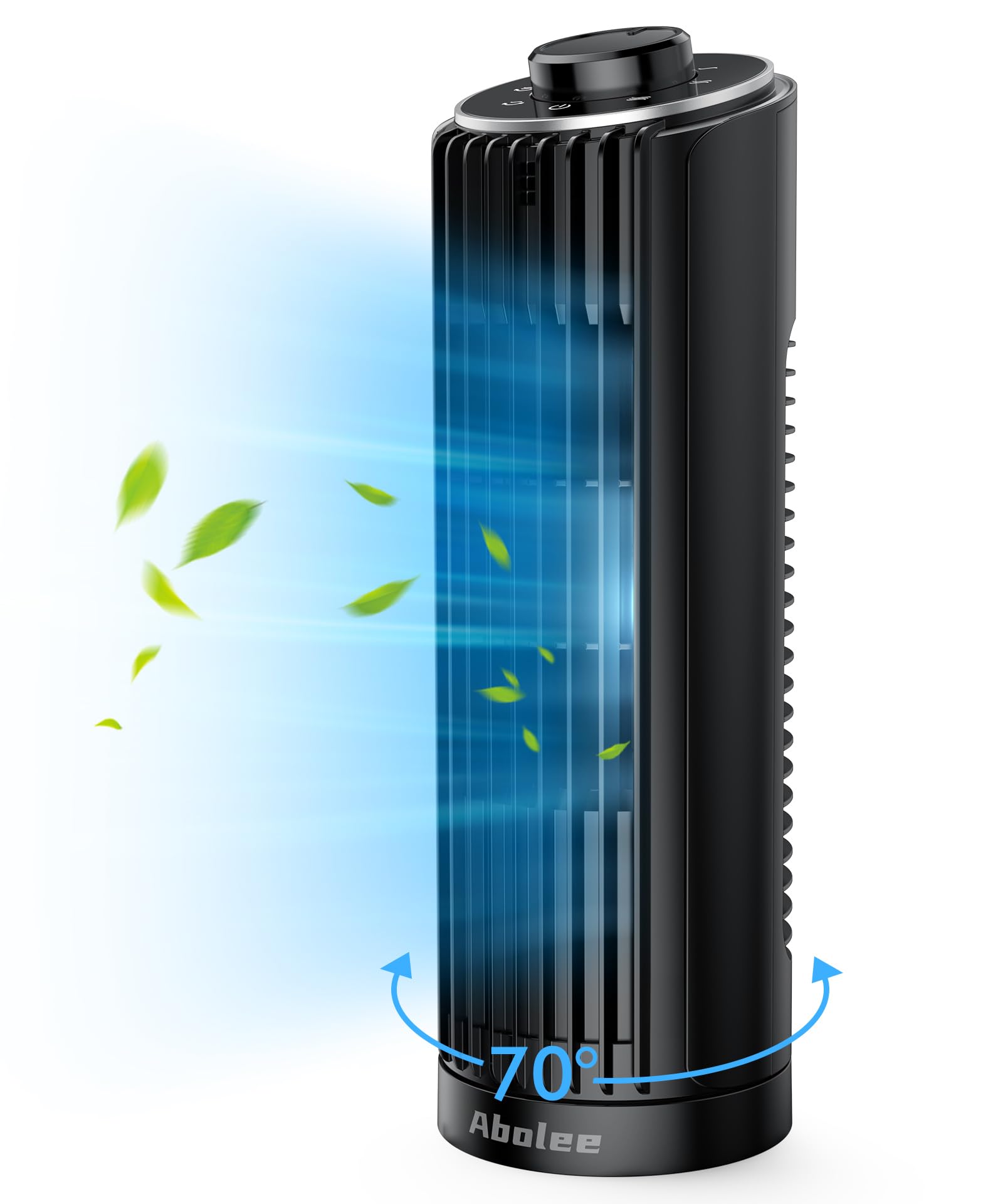Photo 1 of Abolee Tower Fan, 23ft/s Desk Fan, 70° Oscillating Table Fan for Bedroom, Standing Table Fan with 3 Modes, 2024 New 13 Inch Bladeless fan for Bedroom, Home,Office