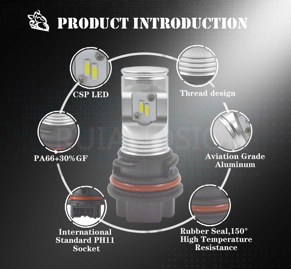 Amazon Com Ruiandsion 2pcs Ph11 Led Headlight Bulb 10 30v Super Bright Csp 12smd Chipsets 6000k White Led Bulb For Motorcycle Headlight Automotive