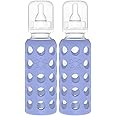 Lifefactory Glass Baby Bottles with Silicone Protection - 2-Pack, 9 oz Bottles, Blueberry