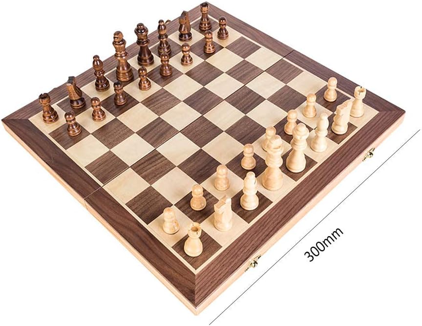 Wooden International Chess Set with Folding Felte'd Chessd and