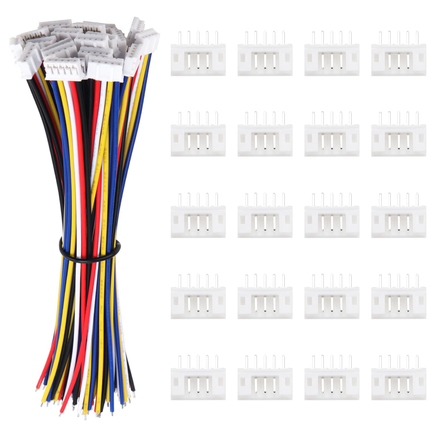 Lyeteung 20 Sets Mini Micro JST 2.0 PH 5 Pin Connector Plug Male with 150mm 22AWG Cable & Female Connector