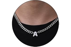DuoDiner Easter Basket Stuffers Gifts-Initial A-Z Cuban Link Chain Necklace for Men Boys Women Letter Pendant Stainless Steel 6.5mm 18+2 Inches,Graduation Easter Gifts for Kids Boys Men Teens