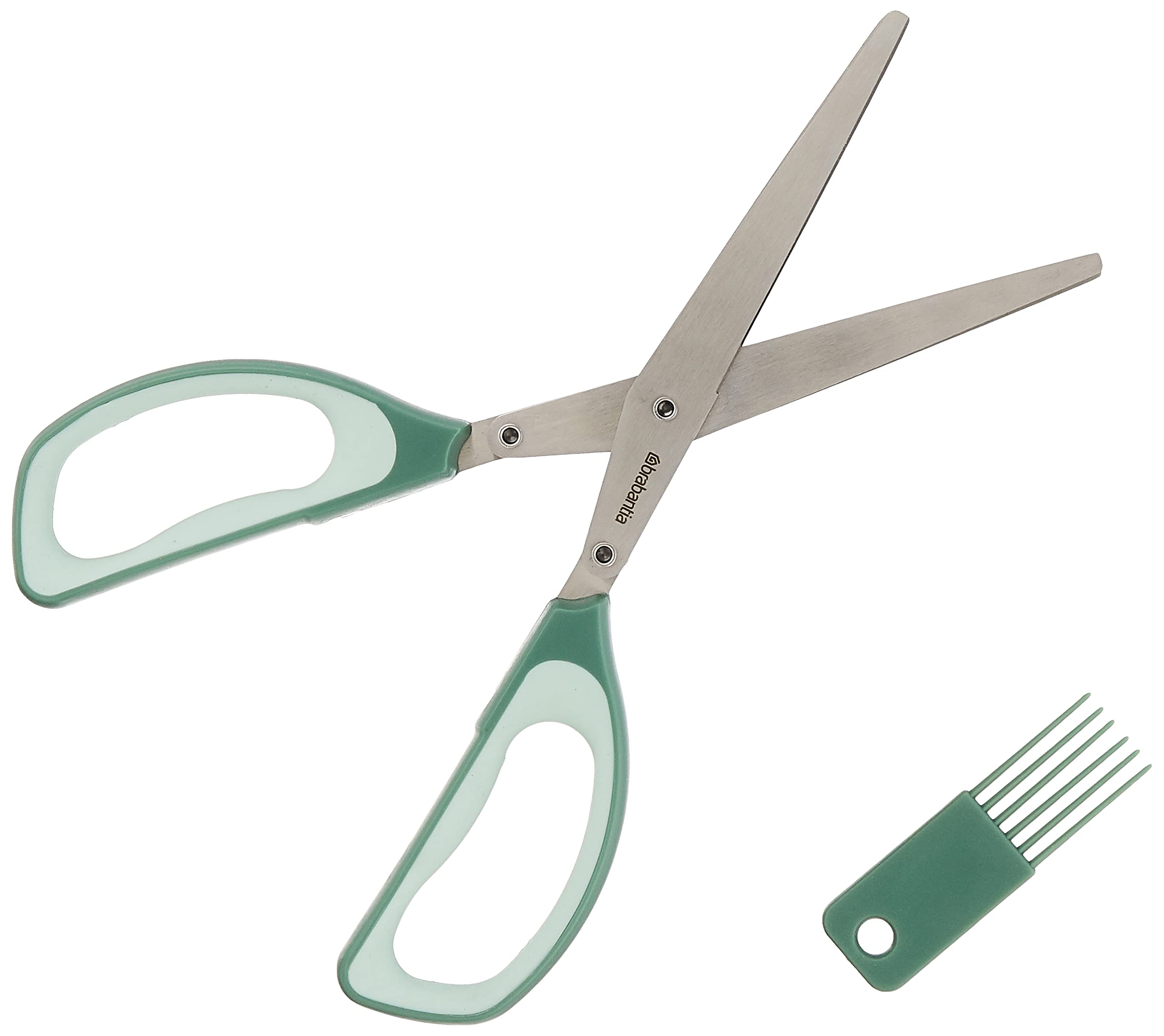 Brabantia Tasty+ Herb Scissors + Cleaning Tool - Fir Green - 5 Blades for Fine Herbs & Small Vegetables - Ergonomic Comfortable Non-Slip Handle - Anti-Rust - Easy Clean - L22.2 x W7.9 x H1.9 cm