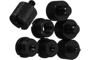 Ciieeo 8Pcs Microphone Screw Adapter Set 5/8" to 3/8" 1/4" Threaded Mic Stand Accessories for Professional