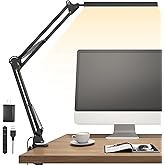 TROPICALTREE LED Desk Lamp for Home Office, Clamp-On with 5 Light Modes & Auto Shut Off | 14W Adjustable Brightness 5000K Eye